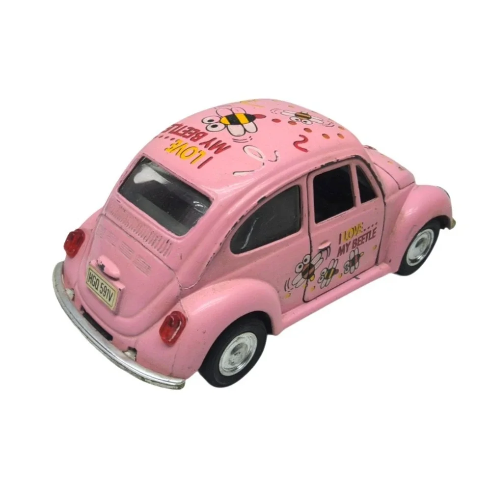 Pink VW Bug Beetle I‎ Love My Beetle Volkswagen Die Cast Metal Toy Car #SS5702